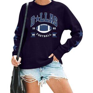 Women’s Football Sweatshirt Cotton Blend Long Sleeve Casual Game Day Top